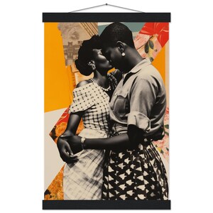 Black Sapphic Wall Art, African American WLW Print, Black Queer Couple Collage, Vintage Black Lesbian Poster, Pride Home Decor Gift for Her image 4