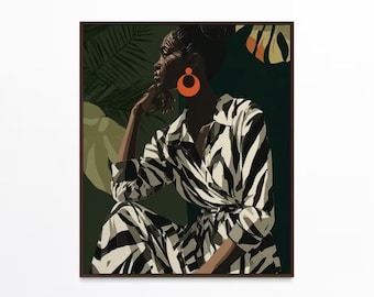 Black Girl Wall Art, Black Art, African American Wall Art, Afro Abstract Print, Black Woman Wall Art, Black Art Prints, Black Woman Artwork