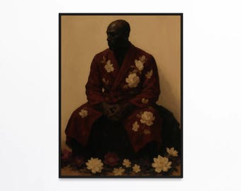 Impresión de arte negro, obra de hombre negro, arte urbano afroamericano. Arte mural floral, arte mural masculino, arte mural masculino negro, arte afro en lienzo.