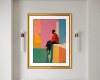 Black Art Print, Minimalist Afro Art, Black Woman Art, Black Girl Wall Art, African American Art, Black People Art, Afrocentric Wall Art