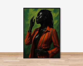 Stampe d'arte nere, arte di donne nere, quadri di ragazze nere, arte afroamericana, decorazioni per persone di colore, arte astratta nera, quadri di donne nere