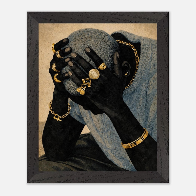 Luxury Black Art, Black Man Art, Black Men Wall Art, Black Art Prints, Afrocentric Urban Wall Art, Afro Fashion Art, Black Man Wall Art image 8