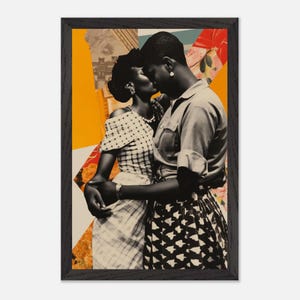 Black Sapphic Wall Art, African American WLW Print, Black Queer Couple Collage, Vintage Black Lesbian Poster, Pride Home Decor Gift for Her image 2