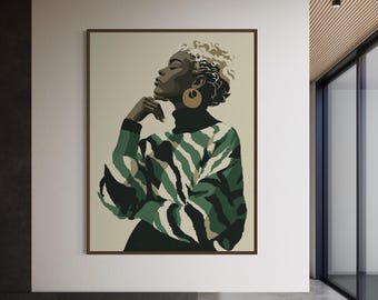 Abstract Black Art, Black Woman Art, Black Girl Wall Art, Afro Silhouette Art, African American Art, Black Urban Wall Art, Black Art Print