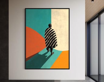 Abstrakte schwarze Kunst, schwarze Kunst, afroamerikanische Kunst, schwarze Kunst, schwarzweiße Kunst, afrozentrische Wandkunst, Afro männliche Wandkunst