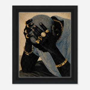 Luxury Black Art, Black Man Art, Black Men Wall Art, Black Art Prints, Afrocentric Urban Wall Art, Afro Fashion Art, Black Man Wall Art image 10