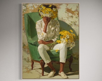 Decoración de arte negro, arte de mujer negra, arte mural de chica negra, arte mural de moda, arte mural floral afrocéntrico, láminas de arte negro, arte afroamericano