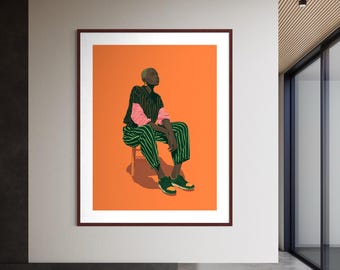 Abstract Black Art, Black Woman Art, Black Girl Wall Art, African American Art, Afrocentric Urban Wall Art, Minimalist Black Art Prints