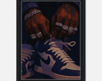 Black Art Print, Black Man Art, Black Boy Urban Wall Art, Sneakerhead Art Print, African American Mens Sneaker Poster, Hypebeast Male Decor