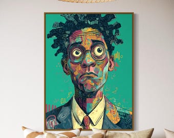 Abstrakte schwarze Kunst, schwarzes Porträt, schwarze Junge Wandkunst, afroamerikanische Kunst, Urban Wandkunst, schwarze Frau Kunst, männliche Wandkunst Drucke