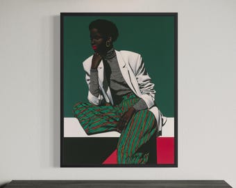 Abstract Black Art, Black Woman Art, Fashion Wall Art, Black Girl Wall Art, Afrocentric Wall Art, Black Art Decor, African American Art