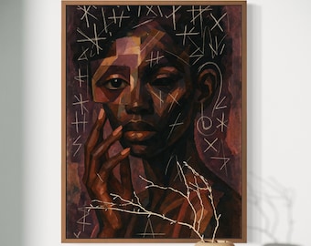 Black Art Print, Black Girl Wall Art, Abstract Black Woman Art, African American Art, Afrocentric Wall Art, Luxury Black Art, Urban Wall Art