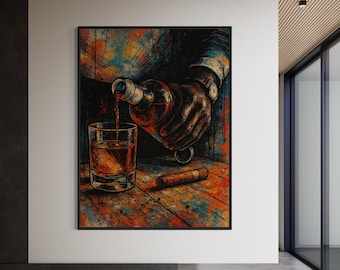 Arte negra, arte de parede negra, arte de parede masculina, impressão de arte de uísque, arte afro-americana, arte de parede afrocentrada, arte rupestre do homem afro