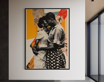 Arte nera, arte murale di donne nere, arte lesbica nera, stampe di arte urbana, stampa di amore nero, arte di coppia nera, arte di ragazze nere, arte di donne nere
