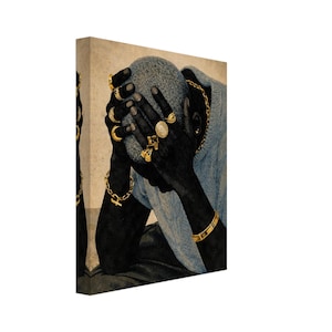 Luxury Black Art, Black Man Art, Black Men Wall Art, Black Art Prints, Afrocentric Urban Wall Art, Afro Fashion Art, Black Man Wall Art image 2