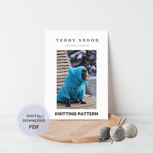 Knitting Pattern PDF: French Bulldog Snood, Ear Warmer (S/M, M/L Digital Download)