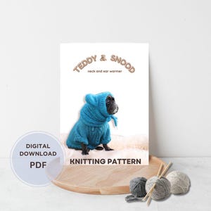 Knitting Pattern PDF: French Bulldog Snood, Ear Warmer (S/M, M/L Digital Download)