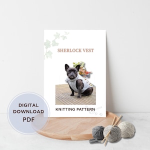 Stickmönster PDF: Fransk bulldogg tweedväst, Mopströja, Katttröja