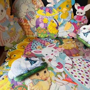 21 recortes vintage de cartón usado para decorar Pascua