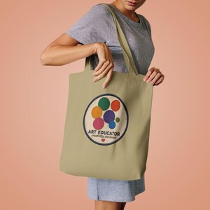 Bolso de mano para educador artístico / Bolso de hombro de lona con estampado vintage de paleta de pintura bordada