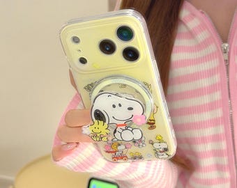 Adorable Snoopy MagSafe Phone Case, Magnetic Phone Stand, Compatible with iPhone 17 Case Series, Cartoon Phone Case