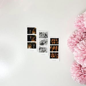 6 Custom Mini Photo Strips with Date – 1.25x3 in – Mini Keepsake Prints – Party, Wedding, Event Memories