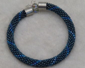 Bracelet Crocheted 14 - DENIM Blue