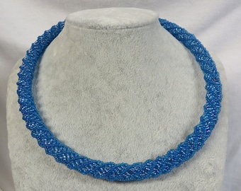 Necklace Blue Beaded Helix