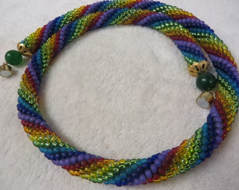 Necklace Crocheted Rainbow Rope with Magnetic Clasp