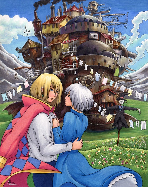 Items similar to Howl and Sophie Art Print 11x14 Howl's Moving Castle