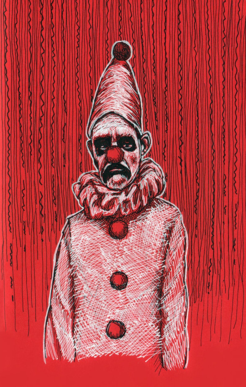 Red Depressing Clown Postcard Print 4 x 6 Creepy Sad Clown Etsy