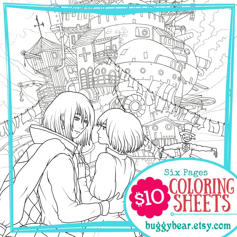 Studio Ghibli Coloring Book DIGITAL DOWNLOAD Six Sheet | Etsy