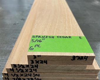 15/16” Spanish Cedar Lumber (6pc Set). Kiln dried