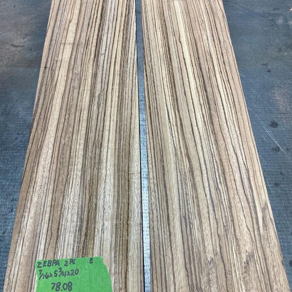 7/16” Zebra Wood (2pcs). Exotic Lumber. Kiln dried, Thickness Planed