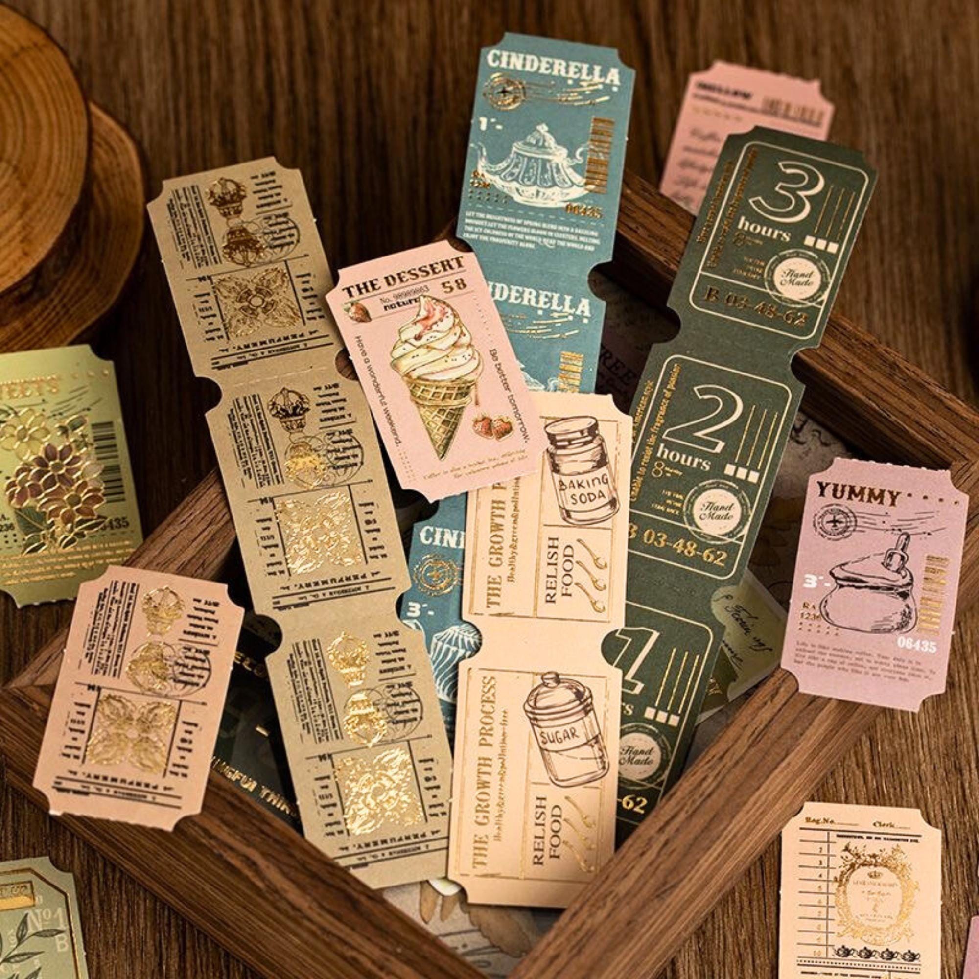 Vintage Ticket Stickers Pack • Retro Tear-off Ticket Ephemera Stickers ...