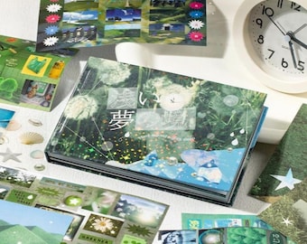 1000-delig Dreamcore Aesthetic stickerboek – surrealistische collagestickers, holografische overlay, rommeljournaal, scrapbooking, plannerdecoratie