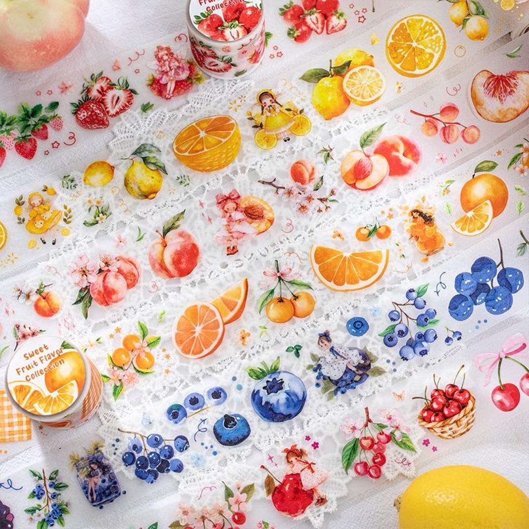 Cute Kawaii Fruit Washi Tape PET Transparent Sticker Tape for ...