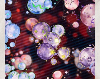 Dreamlike Bubble Mirage Stickers | Holographic Transparent PET Stickers | Celestial Moon Star Bubble Decor for Scrapbook Journal Kindle 20pc