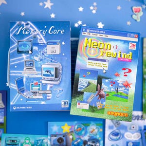Memorycore Sticker Book | Y2K Internet Aesthetic Stickers | Retro Computer & Windows XP Scrapbook Stickers | 30 Sheets Journaling Ephemera