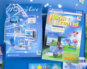 Memorycore Sticker Book | Y2K Internet Aesthetic Stickers | Retro Computer & Windows XP Scrapbook Stickers | 30 Sheets Journaling Ephemera