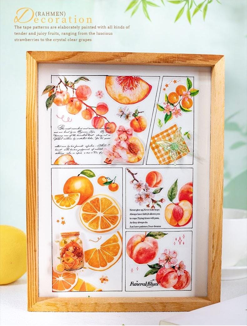 Cute Kawaii Fruit Washi Tape PET Transparent Sticker Tape for ...