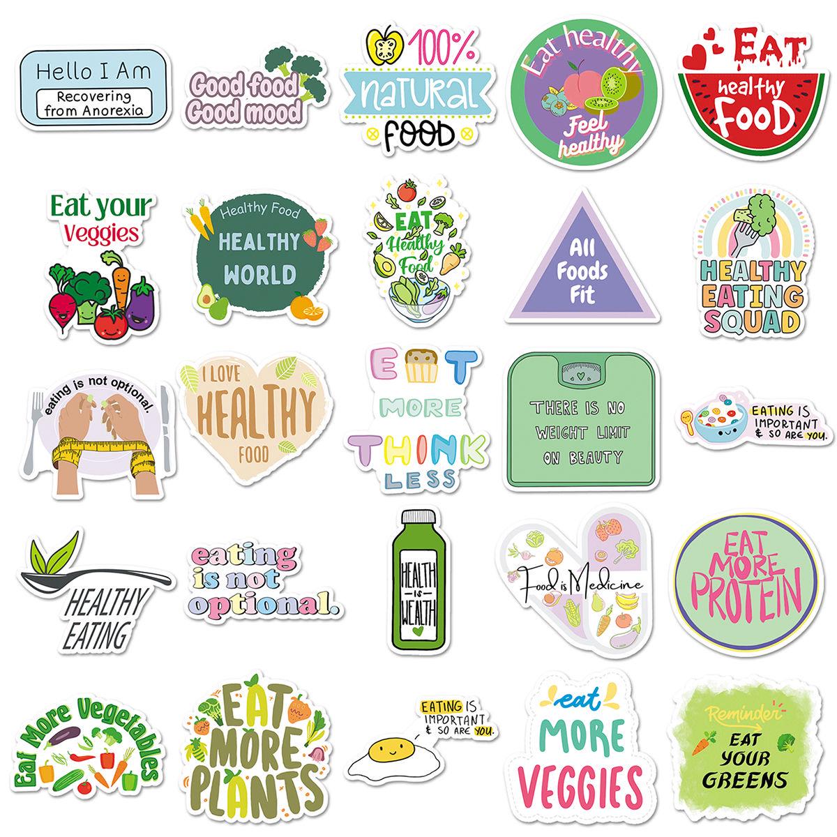 50pcs Eat Healthy Sticker Pack – Motivational Food Stickers for ...