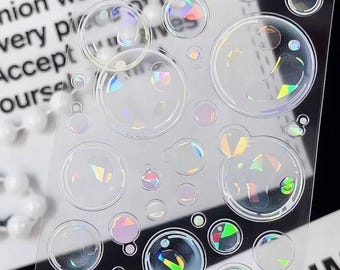 Precut Clear Holographic PET Tape Bubble Sticker Tape Iridescent Transparent Washi Tape Scrapbooking Journal Aesthetic Deco Supplies