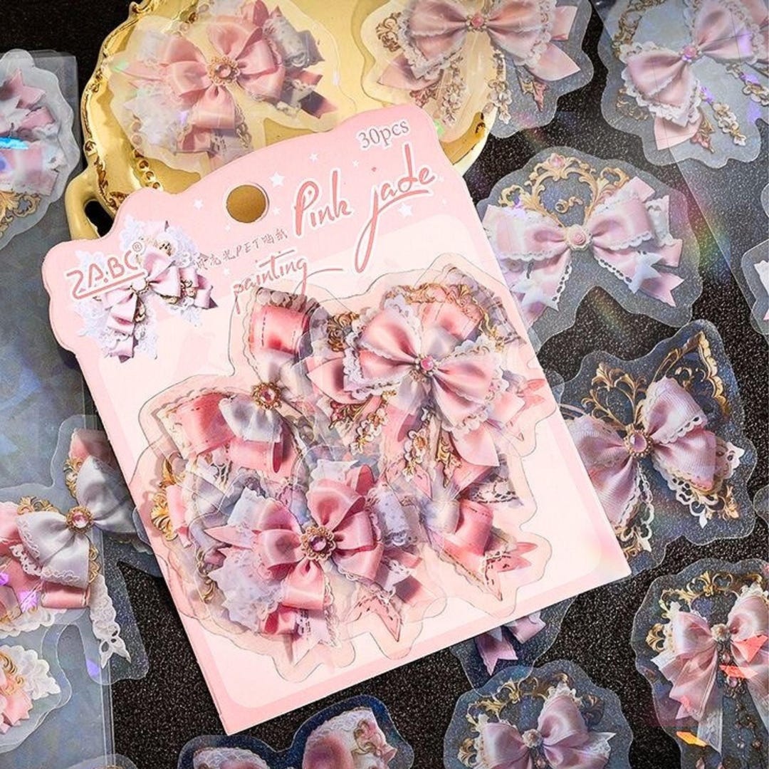 Bow Ribbon Sticker Design Luxury Bow Ribbon Stickers | Holographic PET Stickers for Journal ...
