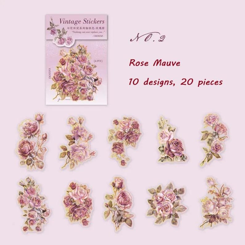 Vintage Gold Foil Flower Stickers – 6 Floral PET Packs for Journaling ...