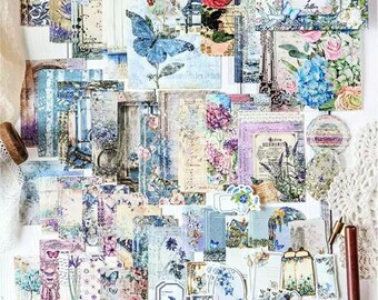 Vintage Floral Background Paper Pack – 100PCS Junk Journal Ephemera, Scrapbooking Collage Supplies, Antique Garden Aesthetic Papers
