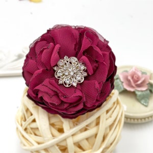 Magenta Flower Hair Clips, Purple Wedding Shoe Clips, Bridal Flower Hair Comb, Floral Brooch Pin, Bridesmaid Gift, Decoration Photo Prop Ana