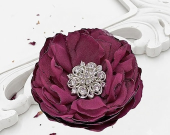 Berry Magenta Fabric Flower, Versatile Bridal Hair Clip, Wedding Shoe Accessory, Floral Brooch, Bridesmaid Gift, Decoration Photo Prop Ana