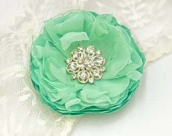 Sea Green Flower Hair Clips, Green Wedding Shoe Clips, Bridal Flower Hair Comb, Floral Brooch Pin, Bridesmaid Gift Decoration Photo Prop Ana