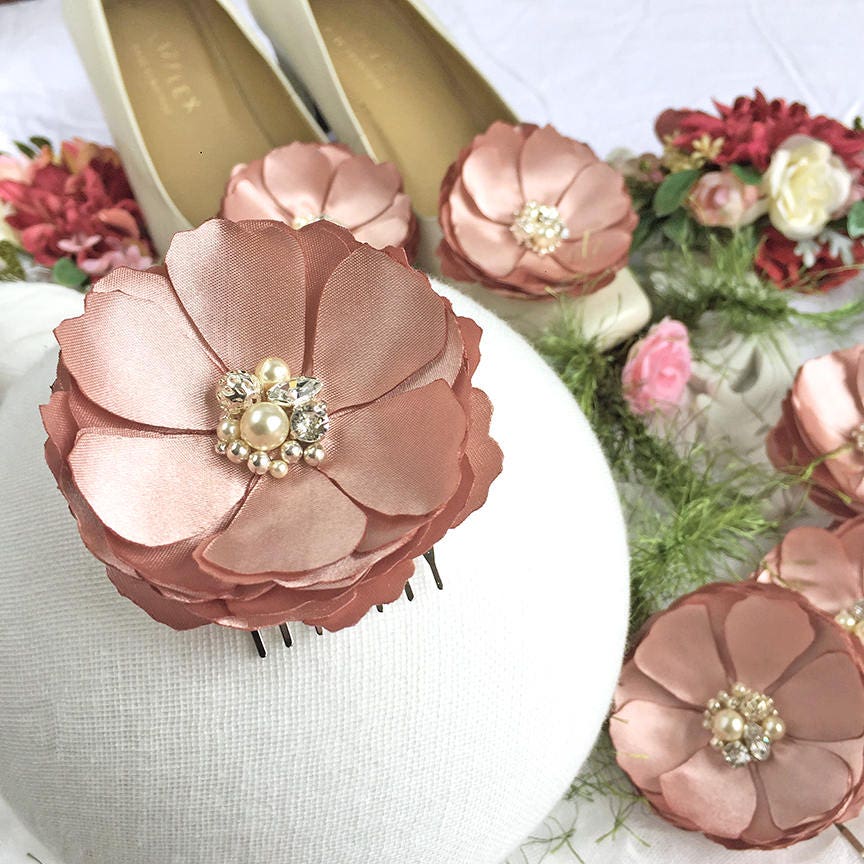Wedding Shoe Clips Champagne, Pair Ivory Flower Shoe Clips Bridal, Silk  Organza Flower Shoe Pins, Feather Shoe Clips 